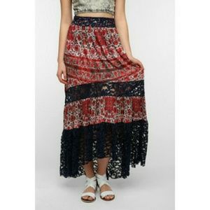 UO Ecote lace block maxi skirt